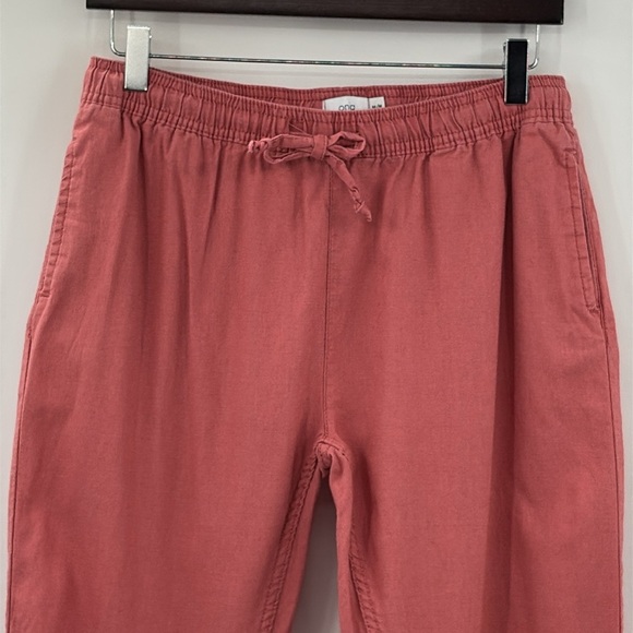 Onia Ella Linen & Cotton Cuffed Drawstring Waist Pants in Salmon - Size Medium - Picture 2 of 6